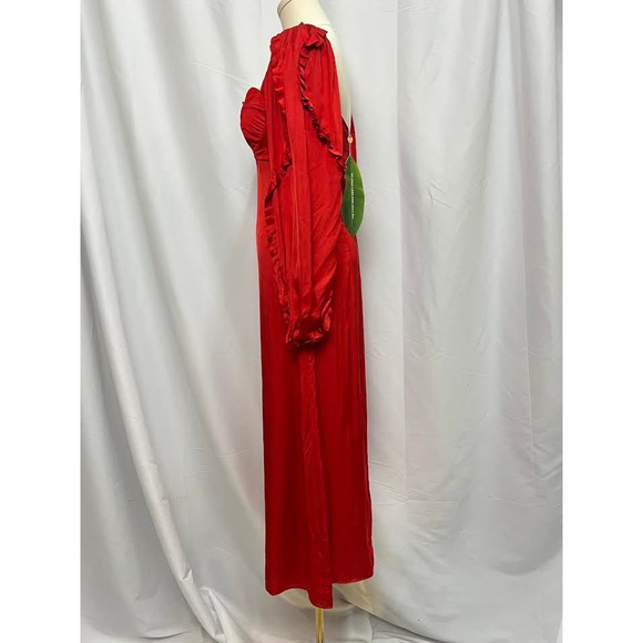 NWT! ANTHROPOLOGIE FARM RIO Red Heart-Shaped Neckline Midi-Dress XXS - Picture 3 of 8